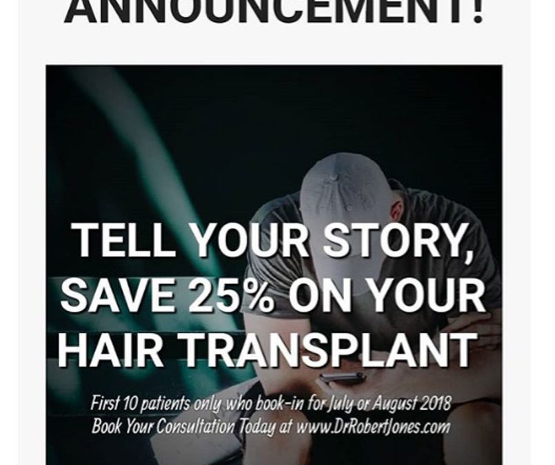 Share Your Story – Get 25% Off Your Hair Transplant